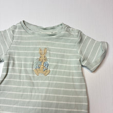 Load image into Gallery viewer, Unisex Beatrix Potter, Peter Rabbit ribbed embroidered cotton romper, GUC, size 0,