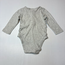 Load image into Gallery viewer, Unisex M&amp;S, grey cotton long sleeve henley bodysuit, GUC, size 0,