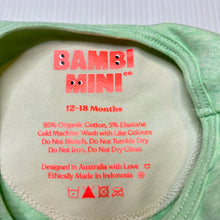 Load image into Gallery viewer, Boys Bambi Mini, stretch organic cotton singletsuit, crocodile, EUC, size 1,