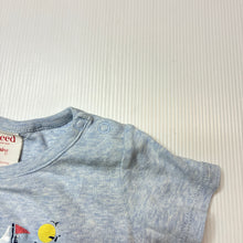 Load image into Gallery viewer, Boys Seed, blue bodysuit, applique boat, FUC, size 00,