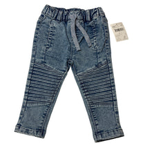 Load image into Gallery viewer, Boys Dymples, blue stretch denim jogger pants, elasticated, NEW, size 0,