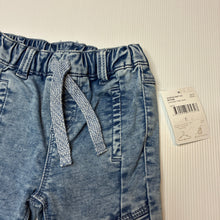 Load image into Gallery viewer, Boys Dymples, blue stretch denim jogger pants, elasticated, NEW, size 0,