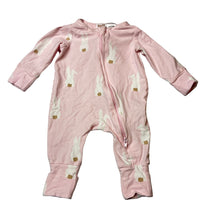 Load image into Gallery viewer, Girls Cotton On Baby, stretch organic cotton zip romper, rabbit, FUC, size 0000,