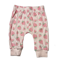 Load image into Gallery viewer, Girls cotton, leggings / bottoms, elasticated, strawberries, GUC, size 000,