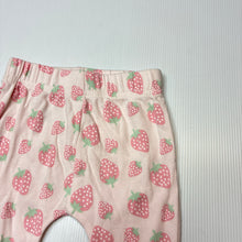 Load image into Gallery viewer, Girls cotton, leggings / bottoms, elasticated, strawberries, GUC, size 000,