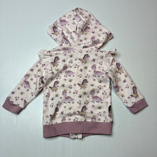 Load image into Gallery viewer, Girls Neo Nate, lightweight zip hoodie sweater, dinosaurs, EUC, size 00,