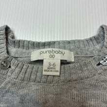 Load image into Gallery viewer, Unisex purebaby, grey organic cotton / wool knit sweater, EUC, size 00,