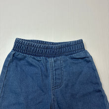 Load image into Gallery viewer, Unisex Bonds, blue stretch denim pants, elasticated, EUC, size 00,