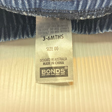 Load image into Gallery viewer, Unisex Bonds, blue stretch denim pants, elasticated, EUC, size 00,