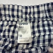 Load image into Gallery viewer, Unisex Anko, check cotton shorts, elasticated, GUC, size 0,