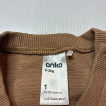 Load image into Gallery viewer, Boys Anko, brown cotton blend ribbed t-shirt, EUC, size 1,