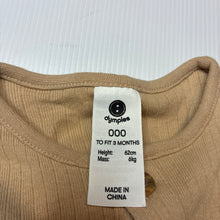 Load image into Gallery viewer, Unisex Dymples, tan cotton romper, GUC, size 000,
