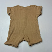 Load image into Gallery viewer, Unisex Dymples, tan cotton romper, GUC, size 000,
