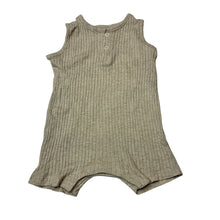 Load image into Gallery viewer, Unisex Anko, beige cotton blend ribbed romper, GUC, size 0,