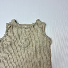 Load image into Gallery viewer, Unisex Anko, beige cotton blend ribbed romper, GUC, size 0,