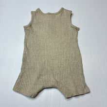 Load image into Gallery viewer, Unisex Anko, beige cotton blend ribbed romper, GUC, size 0,