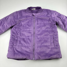 Load image into Gallery viewer, Girls Milky, purple velour padded jacket, FUC, size 2,