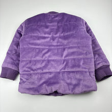 Load image into Gallery viewer, Girls Milky, purple velour padded jacket, FUC, size 2,
