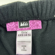 Load image into Gallery viewer, Girls REI, black fleece pants, elasticated, EUC, size 4-5,