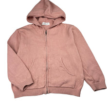 Load image into Gallery viewer, Girls H&amp;M, pink knit cotton zip hoodie sweater, FUC, size 7-8,