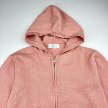 Load image into Gallery viewer, Girls H&amp;M, pink knit cotton zip hoodie sweater, FUC, size 7-8,