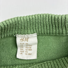 Load image into Gallery viewer, Boys H&amp;M, green knitted cotton sweater / jumper, GUC, size 1-2,