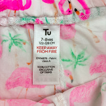 Load image into Gallery viewer, Girls Tu, lightweight cotton shorts, elasticated, flamingos, FUC, size 7-8,