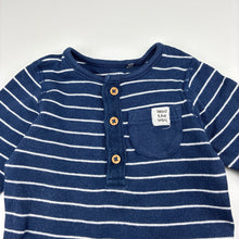 Load image into Gallery viewer, Boys M&amp;S, striped cotton henley bodysuit, FUC, size 0,
