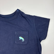 Load image into Gallery viewer, Boys Uniqlo, navy soft feel t-shirt, iguana, GUC, size 2,