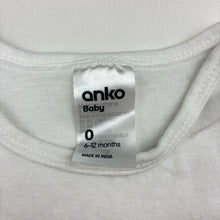 Load image into Gallery viewer, Unisex Anko, white cotton bodysuit / romper, GUC, size 0,