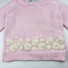 Load image into Gallery viewer, Girls bella + lace, pink knitted sweater / jumper, light marks, FUC, size 5-6,