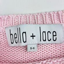 Load image into Gallery viewer, Girls bella + lace, pink knitted sweater / jumper, light marks, FUC, size 5-6,