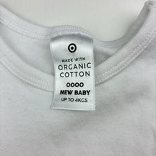 Load image into Gallery viewer, Unisex Target, white organic cotton bodysuit romper, GUC, size 0000,