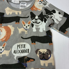 Load image into Gallery viewer, Unisex Peter Alexander, waffle long sleeve pyjama top, dogs, GUC, size 0,