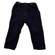 Load image into Gallery viewer, Boys H&amp;M, lined navy corduory cotton pants, adjustable, GUC, size 1-2,