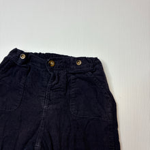 Load image into Gallery viewer, Boys H&amp;M, lined navy corduory cotton pants, adjustable, GUC, size 1-2,
