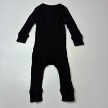Load image into Gallery viewer, Unisex black, ribbed romper, GUC, size 0,