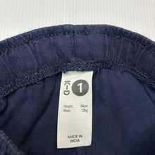 Load image into Gallery viewer, Unisex KID, navy cotton shorts, elasticated, GUC, size 1,