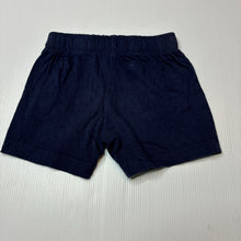 Load image into Gallery viewer, Unisex KID, navy cotton shorts, elasticated, *drawcord missing, elastic functional*, FUC, size 1,