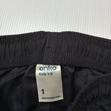 Load image into Gallery viewer, Boys Anko, black lightweight board shorts, elasticated, GUC, size 1,