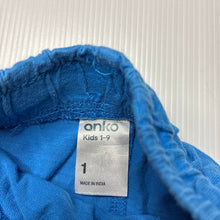 Load image into Gallery viewer, Boys Anko, blue cotton shorts, elasticated, FUC, size 1,
