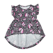 Load image into Gallery viewer, Girls Stretchy, high-low top, butterflies, EUC, size 5-6,