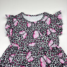 Load image into Gallery viewer, Girls Stretchy, high-low top, butterflies, EUC, size 5-6,