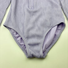 Load image into Gallery viewer, Girls Wave Zone, ribbed long sleeve swim one piece, EUC, size 7,