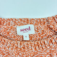 Load image into Gallery viewer, Girls Seed, orange and white knitted cotton sweater/jumper, GUC, size 6,