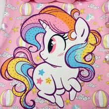 Load image into Gallery viewer, Girls Stretchy, lightweight dress, Unicorns, no labels: armpit to armpit 35cm, EUC, size 5-6, L: 54.5cm