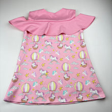 Load image into Gallery viewer, Girls Stretchy, lightweight dress, Unicorns, no labels: armpit to armpit 35cm, EUC, size 5-6, L: 54.5cm