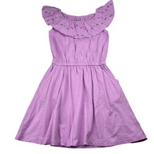 Load image into Gallery viewer, Girls Uniqlo, cotton dress, broderie trim, pockets, GUC, size 6, L: 64cm