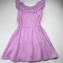 Load image into Gallery viewer, Girls Uniqlo, cotton dress, broderie trim, pockets, GUC, size 6, L: 64cm