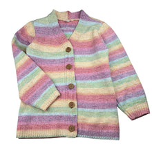 Load image into Gallery viewer, Girls Milkshake, rainbow stripe chenille knit cardigan, EUC, size 8,